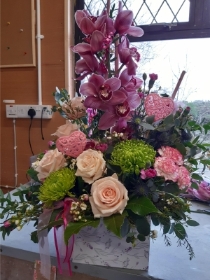 Orchid and Rosa Arrangement